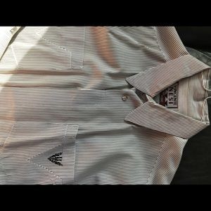 Men’s black and white striped dress shirt.